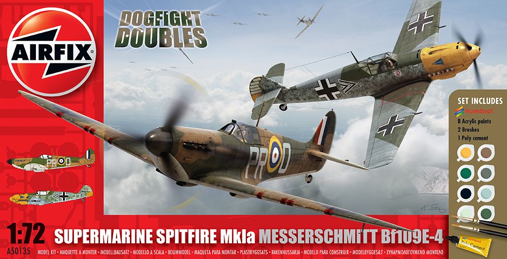 AIR50135SPITFIRE Mk1A/ MESSERSCHMITT Bf109E 1/72 DOGFIGHT DOUBLE