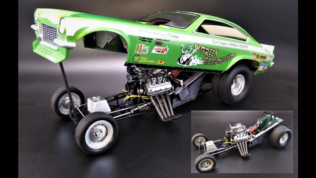 Green Elephant Chevy Vega Funny Car 1/16 Plastic Model Kit