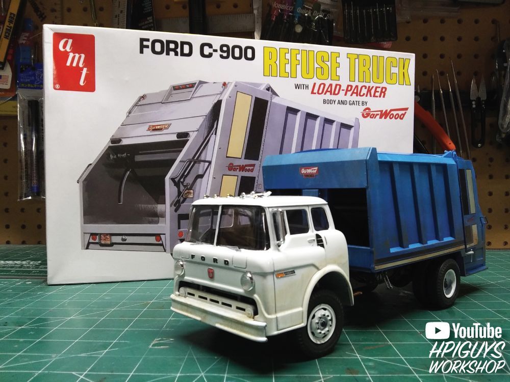 AMT Ford C-600 Gar Wood Load Packer Garbage Truck 1/25 Model Kit