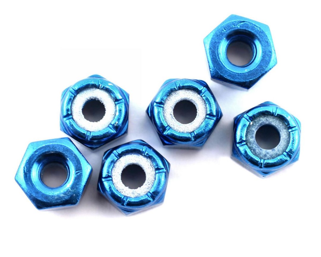 Team Associated Nuts, 8/32 Aluminum Locknut (Blue Anodized) (6)