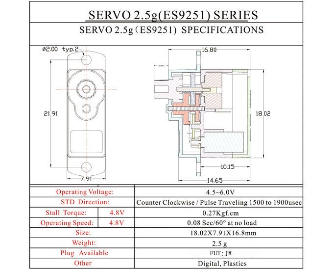 ES9251 (2.5g) Digital Servo