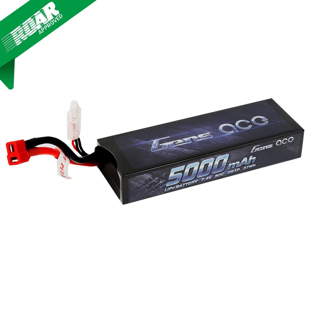 Gens Ace 5000mAh 2S1P 7.4V 50C LiPo Deans Plug Hard Case