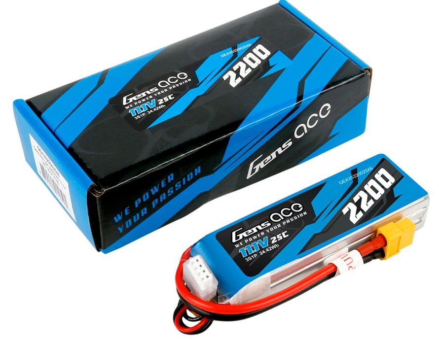 Gens Ace - 010 - 2200mAh 3S1P 11.1V 25C LiPo XT-60 Plug