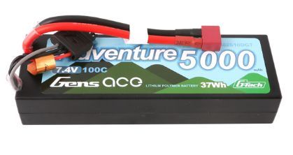 Gens Ace Lipo 2S 5000mah 100C 7.4V LiPo Battery Hard Case Deans