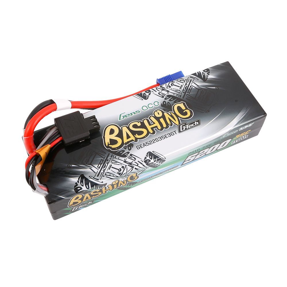 Gens Ace Lipo 2S 5200mah 35C 7.4V LiPo Battery Hard Case EC3 Plu