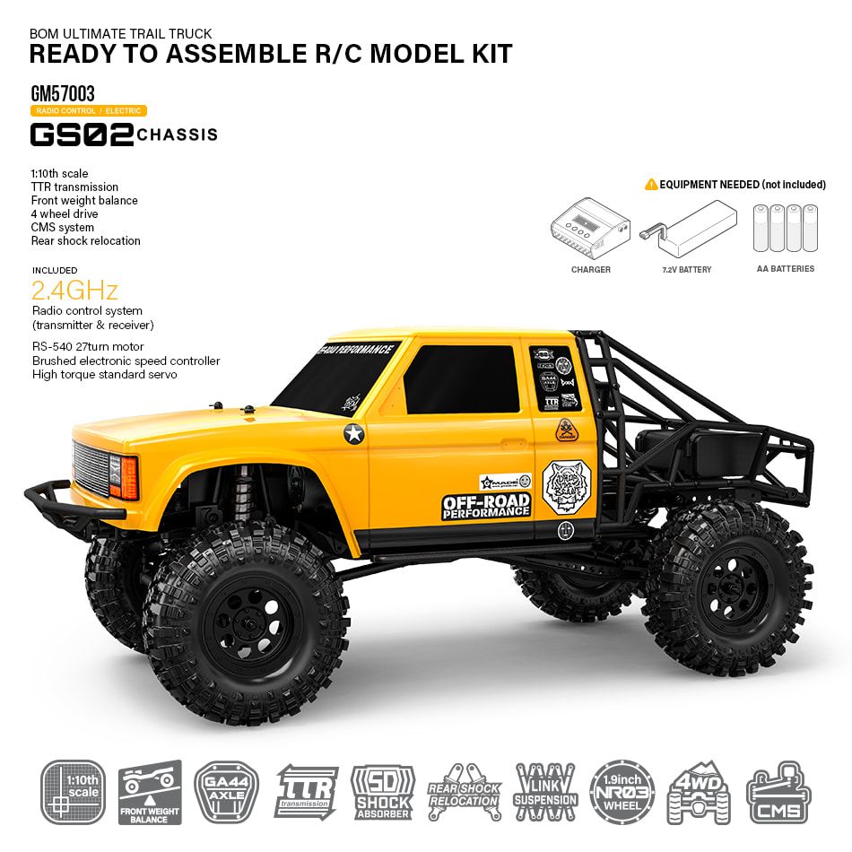1/10 GS02 BOM RTR Brushed Ultimate Trail Truck, w/ 2.4GHz Radio