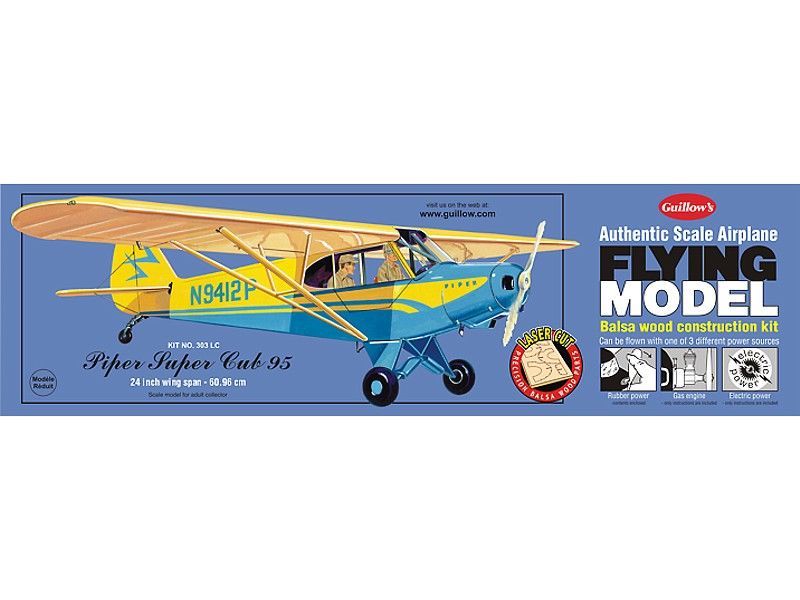 Guillow\'s 1/18 Piper Super Cub 95 Laser Cut Model Kit (1)