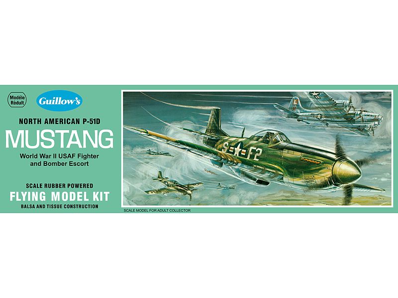 1/25 N.A. P-51D Mustang Rubber Powered Model Kit