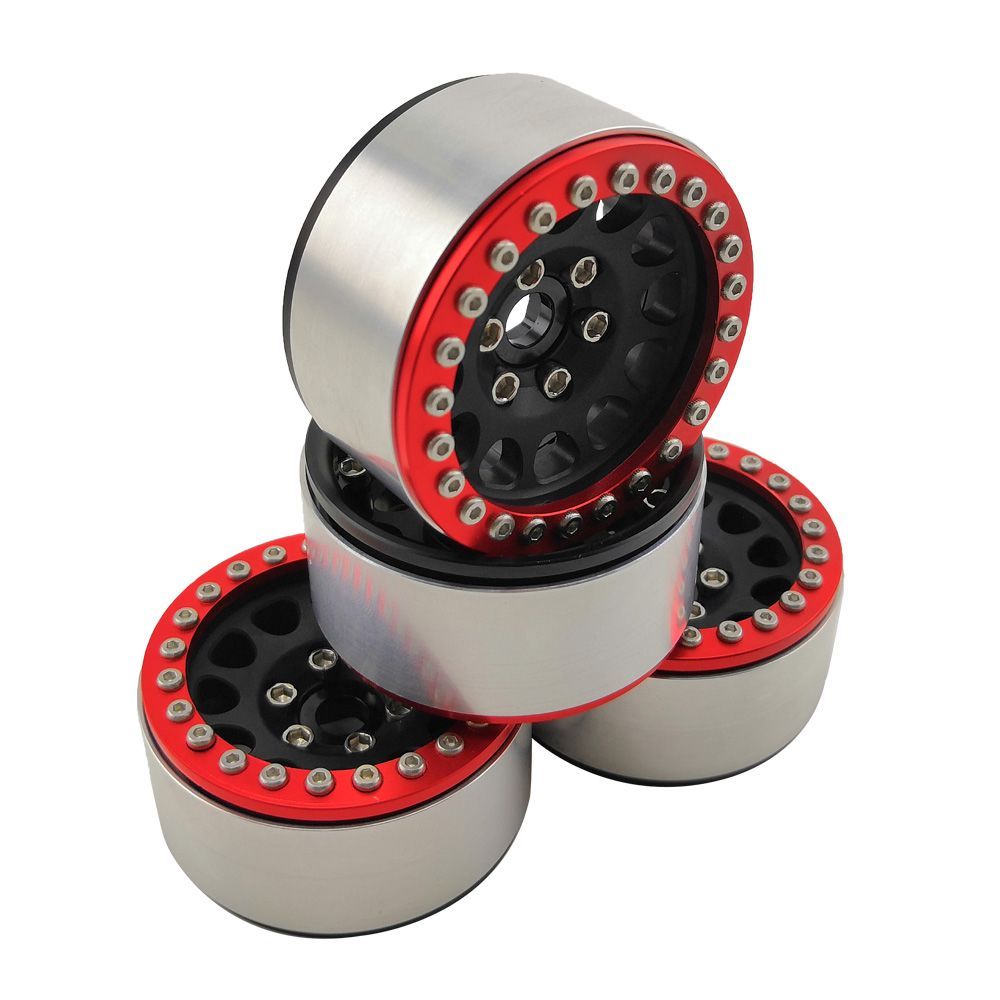 Hobby Details 1.9\" Aluminum Wheels - M105 Black(4)(Red Ring)