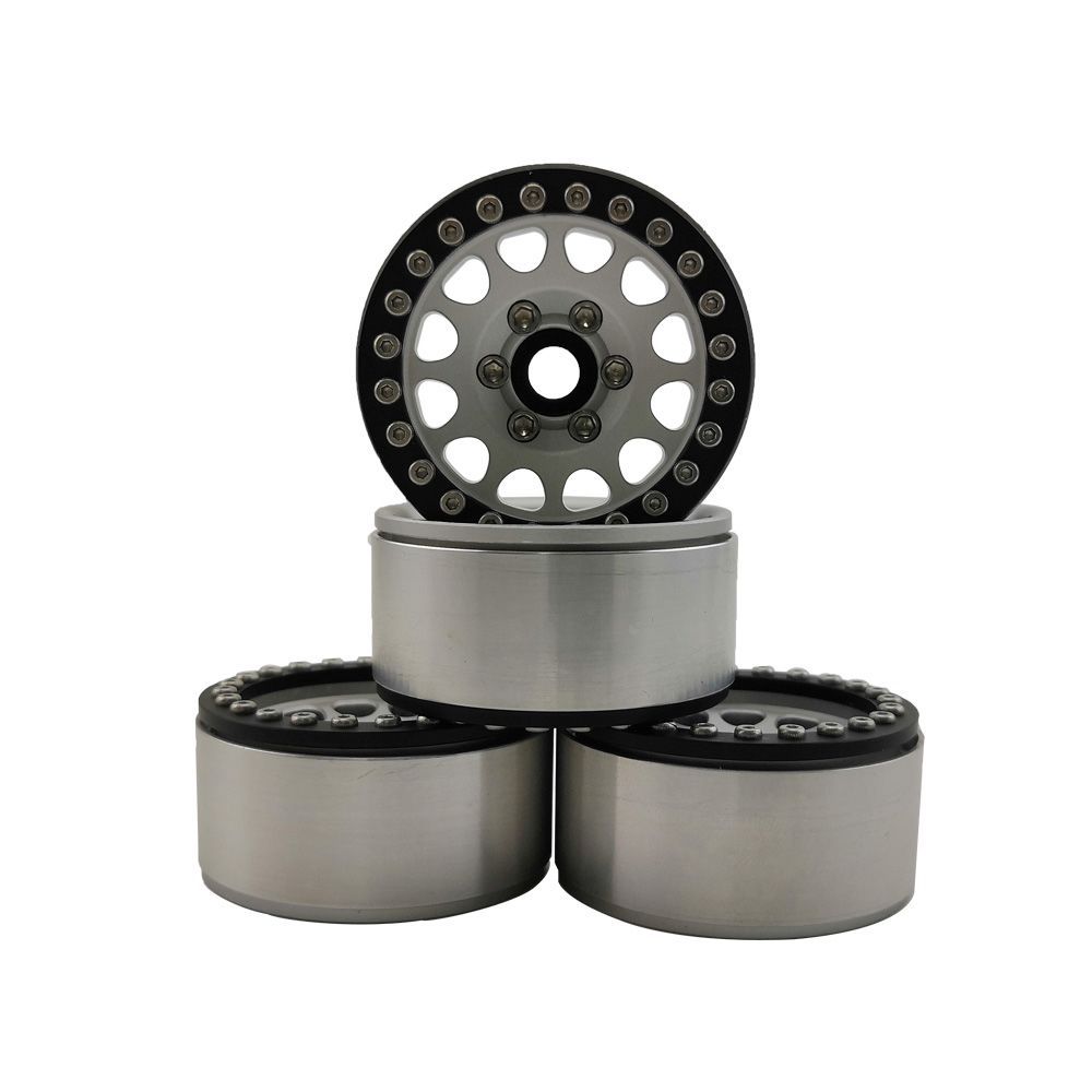 Hobby Details 1.9\" Aluminum Wheels - M105 Silver (4)(Black Ring