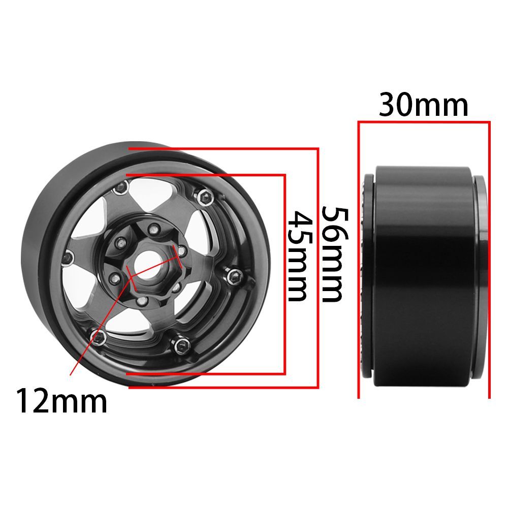 Hobby Details 1.9\" Aluminum Wheels - M105 Silver (4)(Black Ring