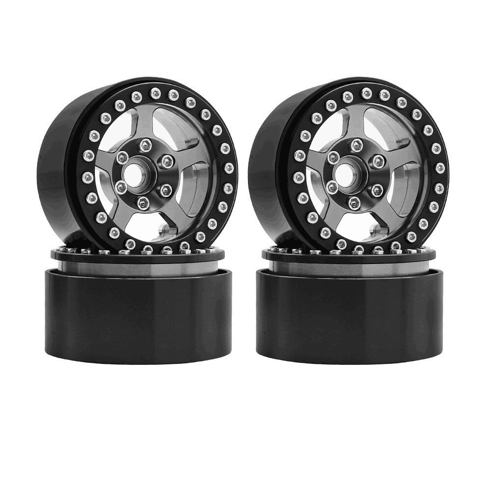 Hobby Details 1.9\" Aluminum Wheel-5 Stars(4)(Black Titanium)