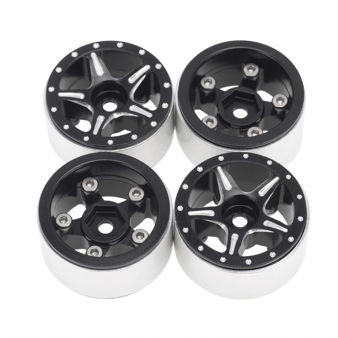 Hobby Details 1.0\" CNC Aluminum Starfish-Pro Beadlock Wheels (4