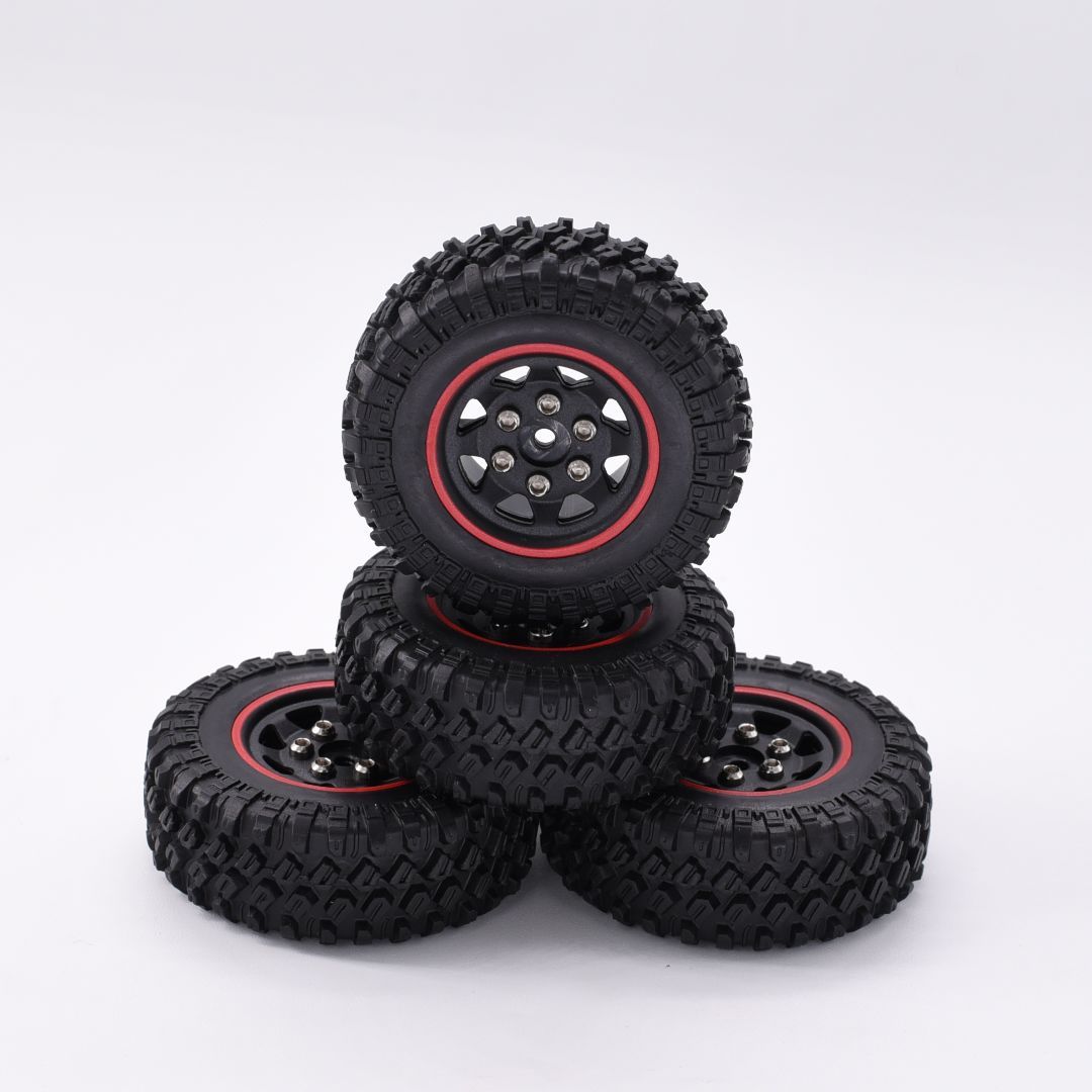 1.0\'\' Pre-mounted Wheel & Tire Set (4) Red Stripe