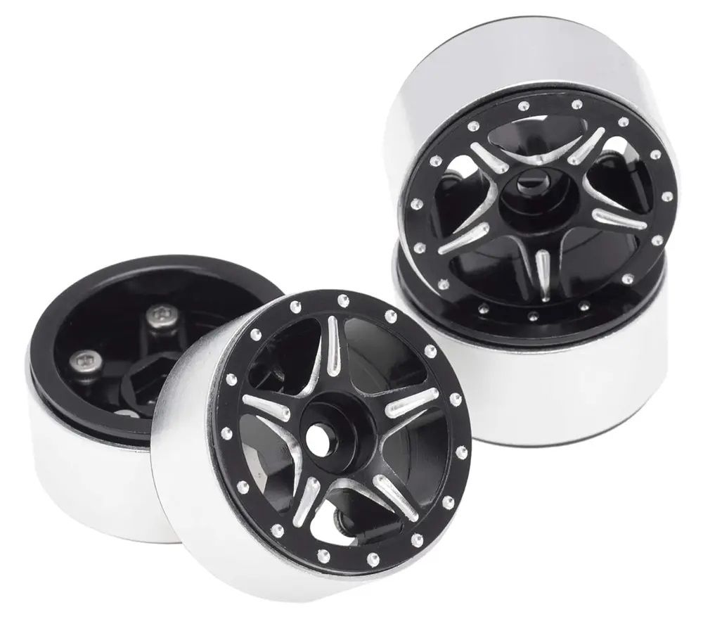 Billet Machined Alloy Wheels (4) for Axial 1/24 SCX24 Rock Crawl