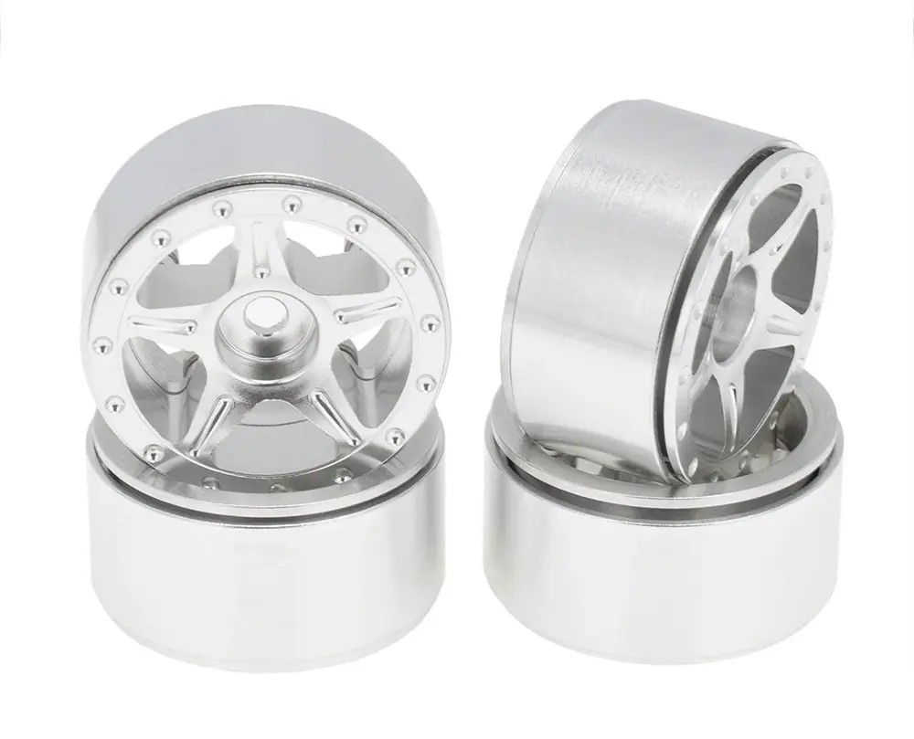 Billet Machined Alloy Wheels (4) for Axial 1/24 SCX24 Rock Crawl