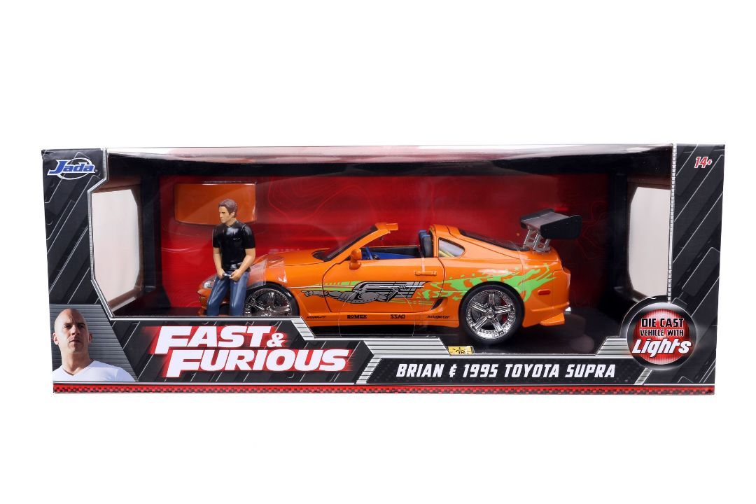 Jada 1/18 \"Fast & Furious\" Brian\'s Toyota Supra w/Lights& fig