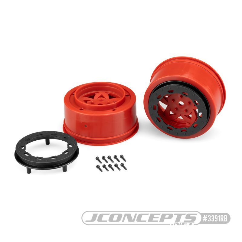 JConcepts Tremor, Slash rear, Slash 4x4 F&R wheel - Red (2)