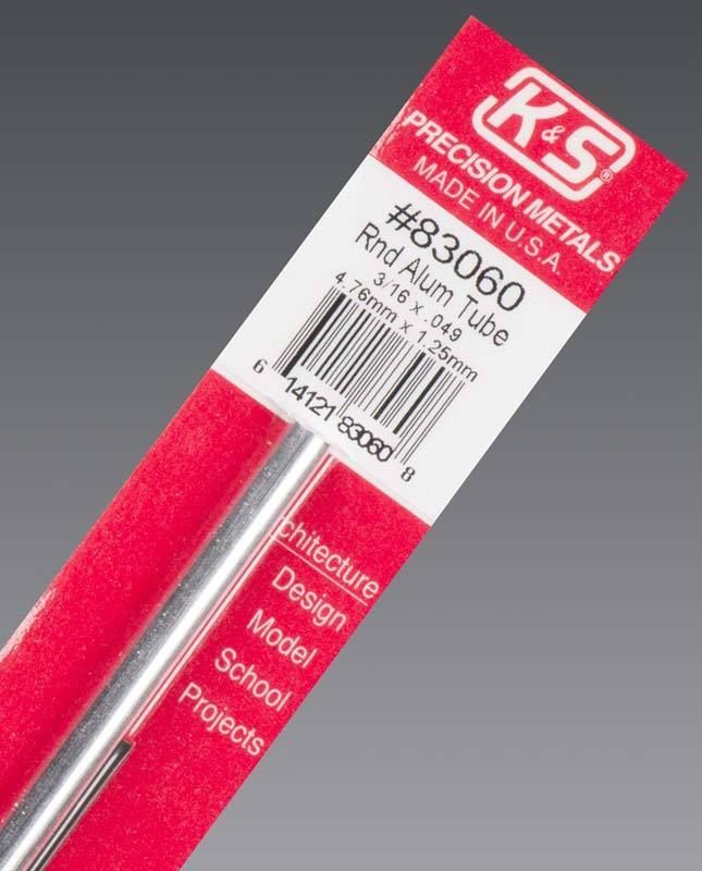 3/16 x.049 ROUND ALUMINUM TUBE (1/PK)