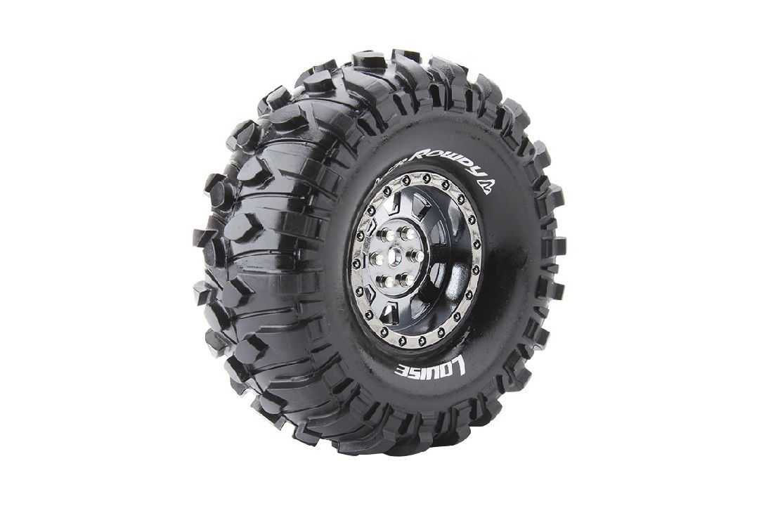 Louise R/C CR-Rowdy 1.9\"-12mm Hex Black/Chrome Wheels 4.8\" OD(