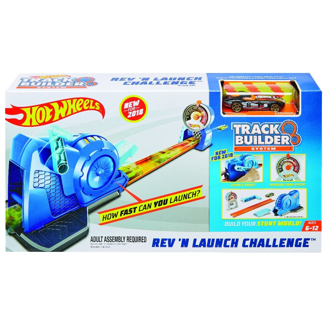 Hot Wheels Track Builder Rev \'N Launch Challenge (4 Pkg/Box)