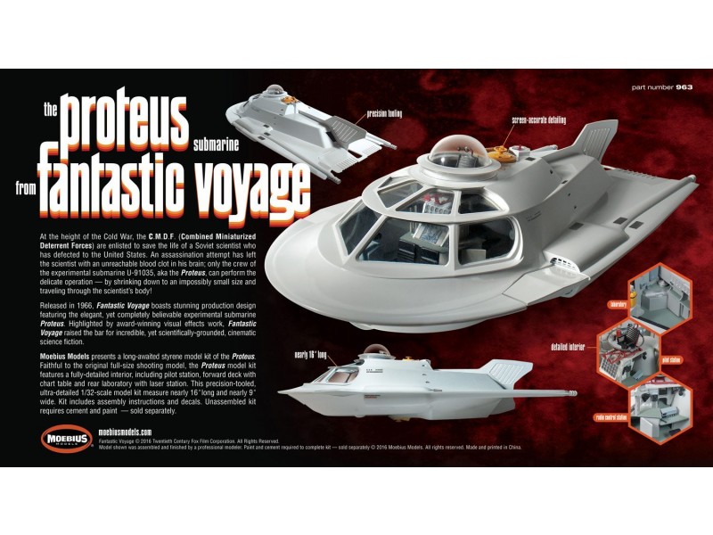 Proteus Submarine from movie \"Fantastic Voyage\"1/32 scale mode