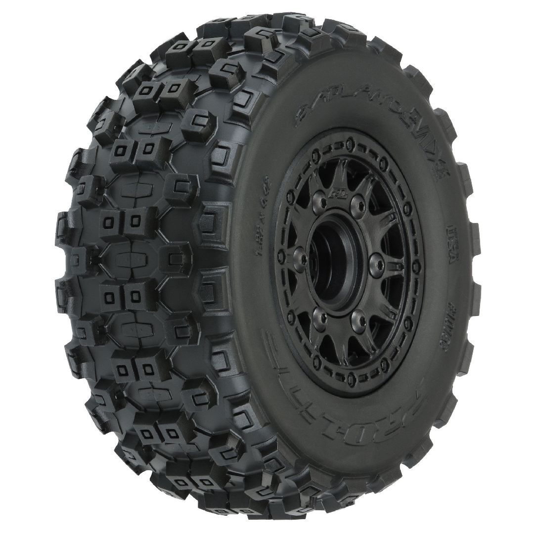 Pro-Line Badlands 2.2\"/3.0\" (Med) Tires on Rem Hex Wheels (2)