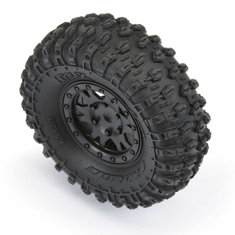 1/24 Hyrax Front/Rear 1.0\" Tires Mounted 7mm Black Impulse (4)