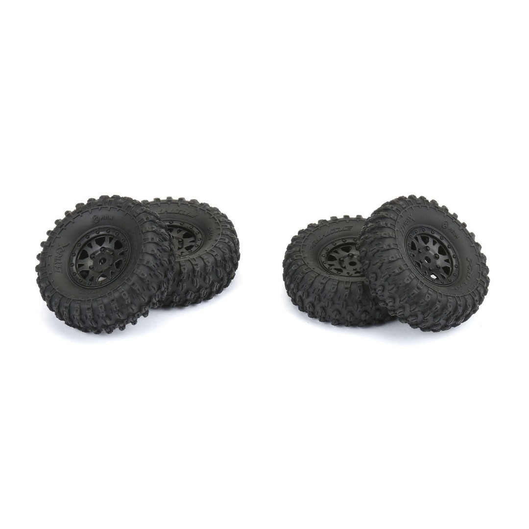 1/24 Hyrax Front/Rear 1.0\" Tires Mounted 7mm Black Impulse (4)