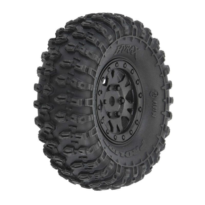 1/24 Hyrax Front/Rear 1.0\" Tires Mounted 7mm Black Impulse (4)