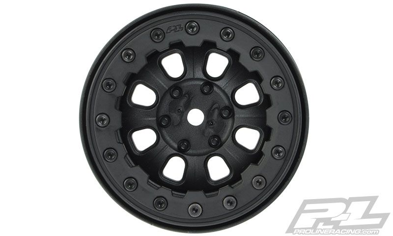 Pro-Line Denali 2.2\" Blk/Blk Bead-Loc F/R Crawler Wheels (2)