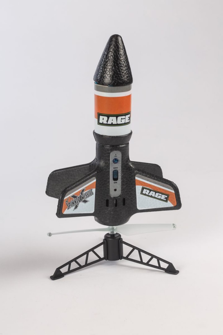 Spinner Missile X - Black Electric Free-Flight Rocket with Parac