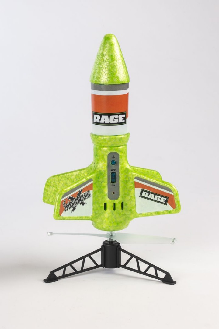 Spinner Missile X - Green Electric Free-Flight Rocket with Parac
