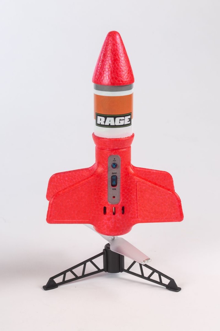 Spinner Missile X - Red Electric Free-Flight Rocket with Parac