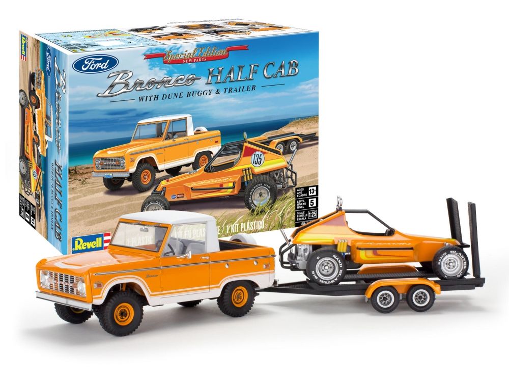 REVELL Ford Bronco Half Cab with Dune Buggy & Trailer Sandman II