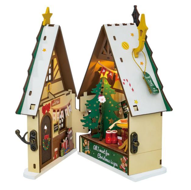 Rolife Twinkling Christmas House Miniature Doll House