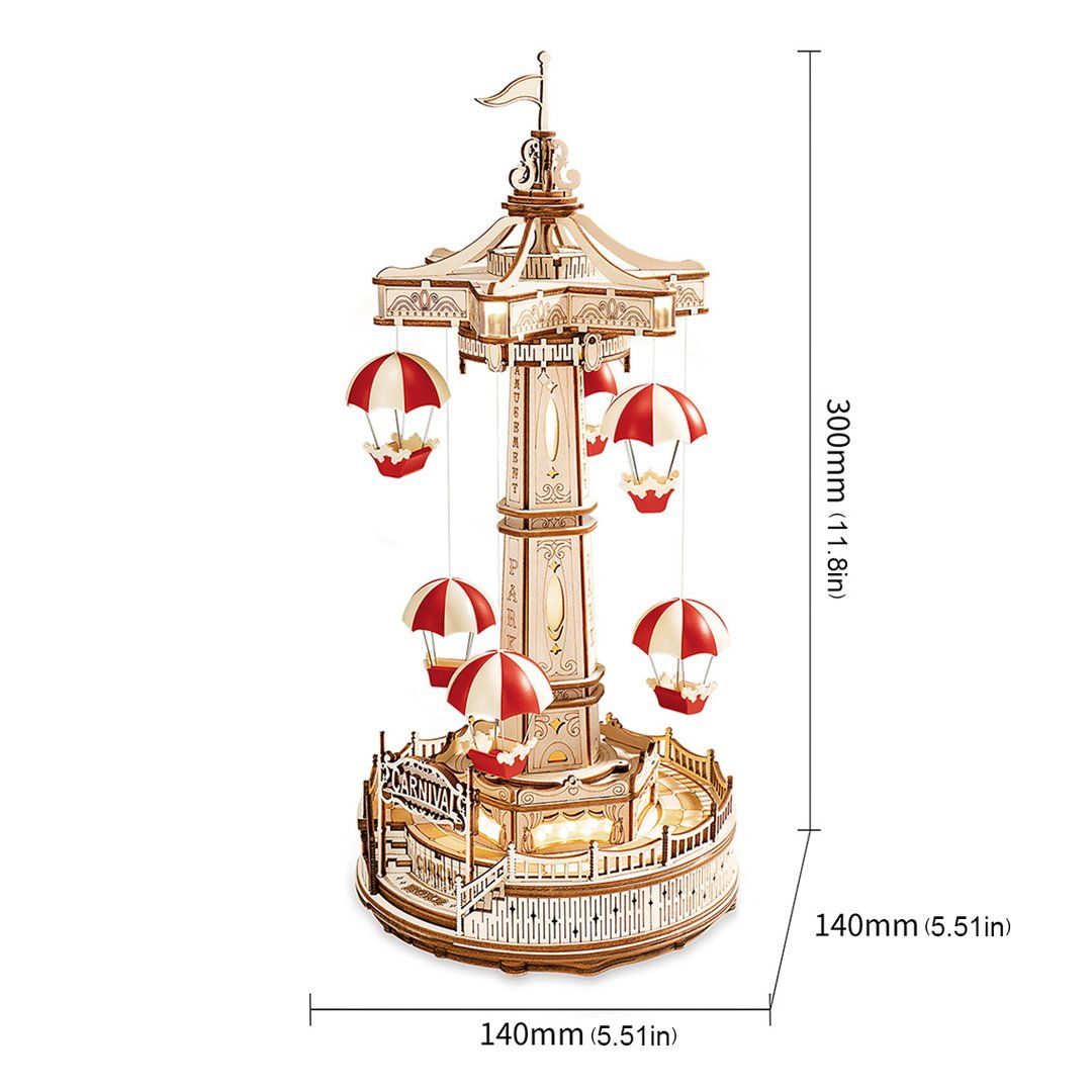 ROKR Parachute Tower DIY Music Box 3D Wooden Puzzle