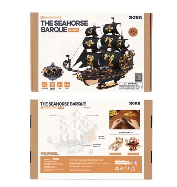 ROKR The Seahorse Barque Scale Model 3D Wooden Puzzle