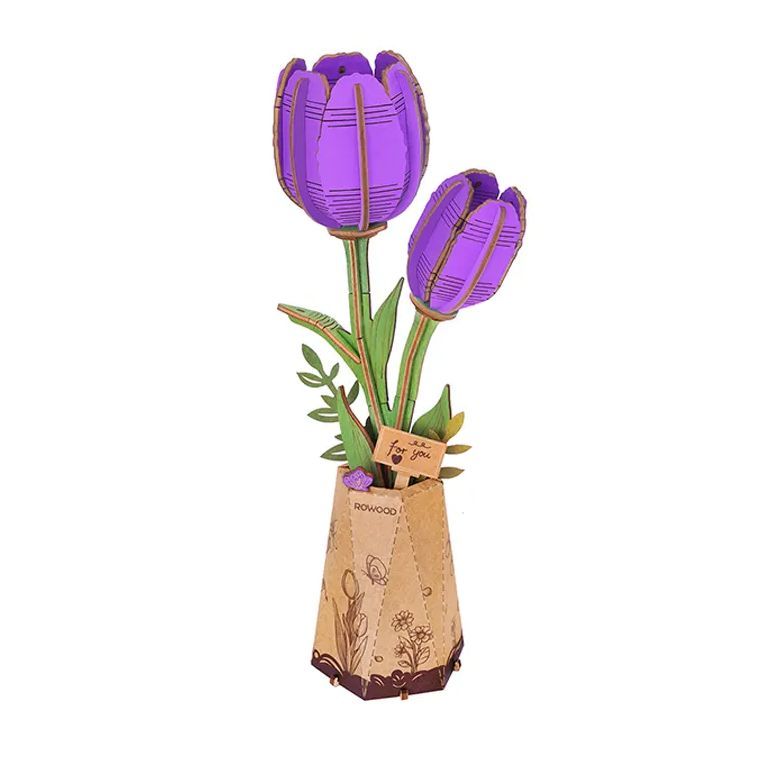 Rowood DIY Red Carnation 3D Wooden Puzzle Rowood DIY Red Carnation 3D Wooden Puzzle