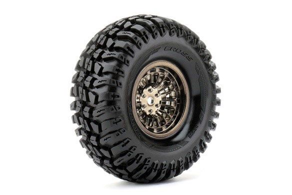Cross 1/10 Crawler Tires Mounted on Chrome Black 1.9\" Wheels, 1