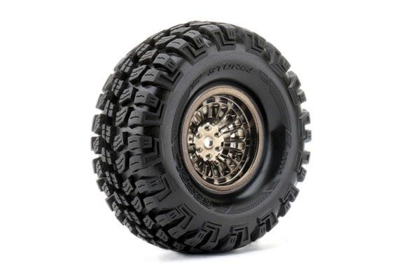Storm 1/10 Crawler Tires Mounted on Chrome Black 1.9\" Wheels, 1