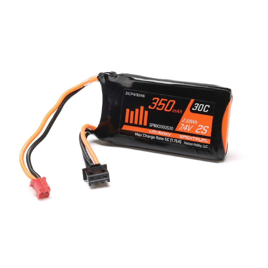 Spektrum 7.4V 350mAh 2S 30C LiPo Battery: PH2.0