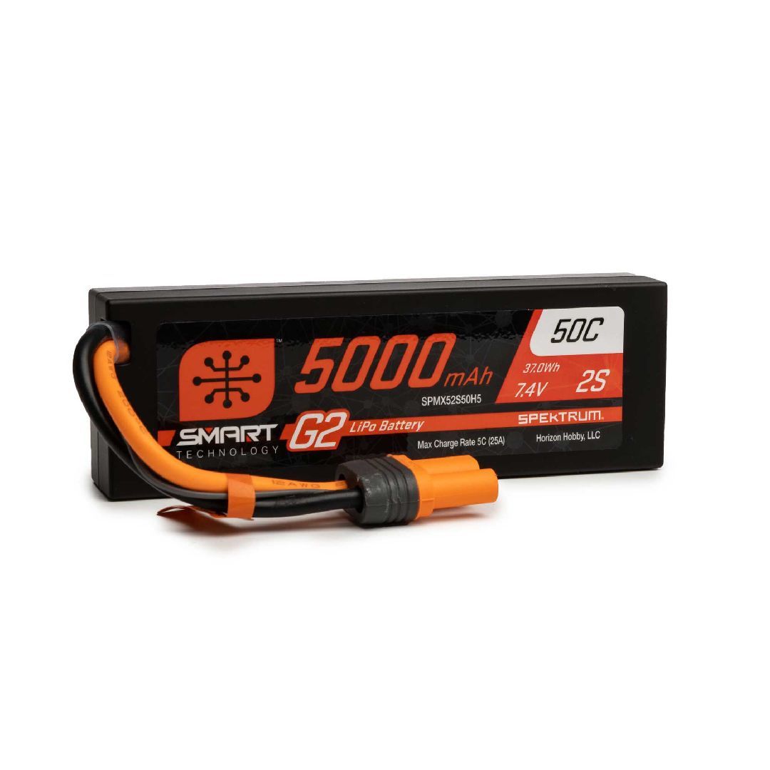 Spektrum 5000mAh 2S 7.4V 50C Smart LiPo Hardcase; IC5