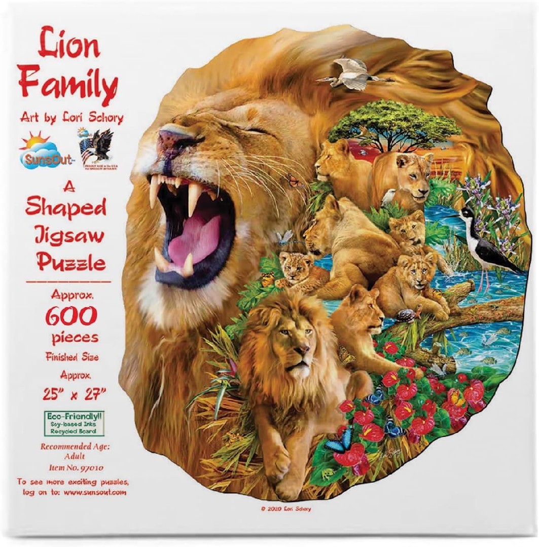 SUN97010 SUNSOUT INC Lion Family - Shaped Jigsaw Puzzle 1000 pc