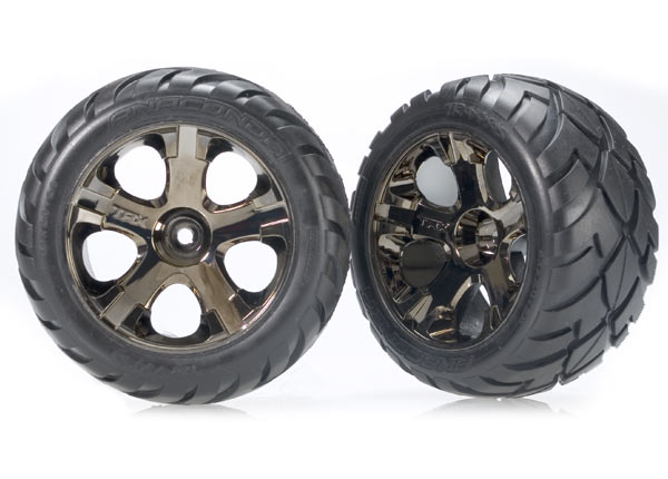 Traxxas Anaconda Tires w/All-Star Front Wheels (2) (Black Chrome