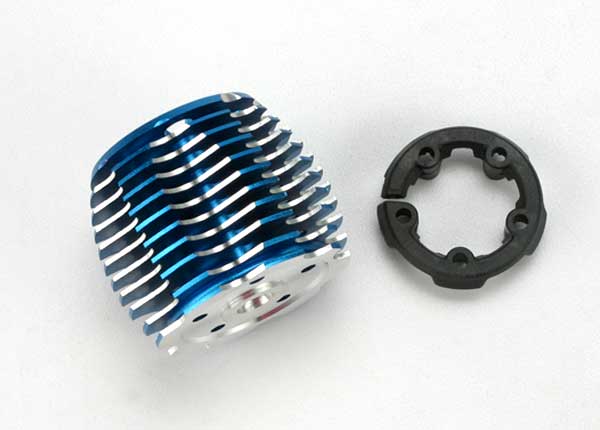 Traxxas Cooling Head, Powertune (Machined Aluminum, Blue-Anodize