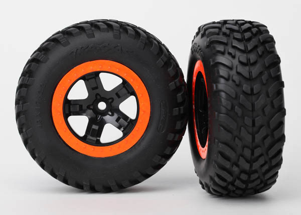 Tires & wheels, assembled, glued (SCT black, orange beadlock whe