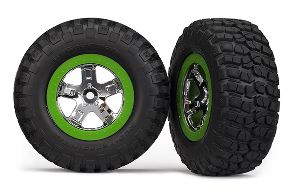 Tires & wheels, assembled, glued (SCT, chrome, green beadlock wh