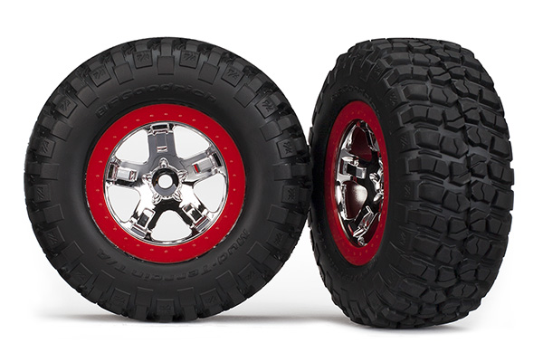 Tires & wheels, assembled, glued (SCT chrome, red beadlock style