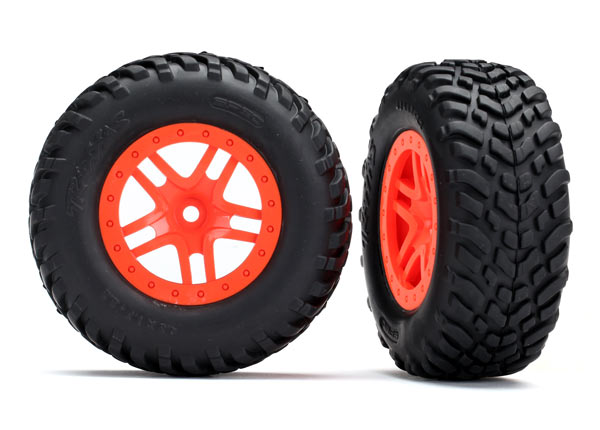 Traxxas Tires & wheels, assembled, glued (SCT Split-Spoke orange